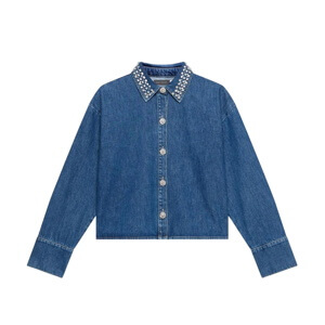 Mint Velvet Indigo Denim Embellished Collar Shirt